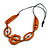 Long Geometric Orange Wood Bead Black Cord Necklace - 90cm Max/ Adjustable - view 2