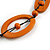 Long Geometric Orange Wood Bead Black Cord Necklace - 90cm Max/ Adjustable - view 4