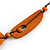 Long Geometric Orange Wood Bead Black Cord Necklace - 90cm Max/ Adjustable - view 5