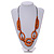 Long Geometric Orange Wood Bead Black Cord Necklace - 90cm Max/ Adjustable - view 3