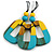 O-Shape Yellow/ Turquoise Painted Wood Pendant with Black Cotton Cord - 90cm L/ 8cm Pendant - view 7