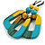 O-Shape Yellow/ Turquoise Painted Wood Pendant with Black Cotton Cord - 90cm L/ 8cm Pendant - view 8