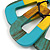 O-Shape Yellow/ Turquoise Painted Wood Pendant with Black Cotton Cord - 90cm L/ 8cm Pendant - view 6