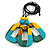 O-Shape Yellow/ Turquoise Painted Wood Pendant with Black Cotton Cord - 90cm L/ 8cm Pendant - view 3