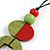 O-Shape Lime Green/ Red Painted Wood Pendant with Black Cotton Cord - 88cm L/ 13cm Pendant - view 6