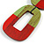 O-Shape Lime Green/ Red Painted Wood Pendant with Black Cotton Cord - 88cm L/ 13cm Pendant - view 7