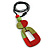 O-Shape Lime Green/ Red Painted Wood Pendant with Black Cotton Cord - 88cm L/ 13cm Pendant - view 8