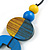 O-Shape Yellow/ Blue Washed Wood Pendant with Black Cotton Cord - 88cm L/ 13cm Pendant - view 7