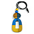 O-Shape Yellow/ Blue Washed Wood Pendant with Black Cotton Cord - 88cm L/ 13cm Pendant - view 2