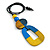 O-Shape Yellow/ Blue Washed Wood Pendant with Black Cotton Cord - 88cm L/ 13cm Pendant - view 8