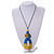 O-Shape Yellow/ Blue Washed Wood Pendant with Black Cotton Cord - 88cm L/ 13cm Pendant - view 3