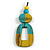 O-Shape Yellow/ Turquoise Washed Wood Pendant with Black Cotton Cord - 88cm L/ 13cm Pendant - view 8