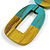 O-Shape Yellow/ Turquoise Washed Wood Pendant with Black Cotton Cord - 88cm L/ 13cm Pendant - view 5
