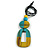 O-Shape Yellow/ Turquoise Washed Wood Pendant with Black Cotton Cord - 88cm L/ 13cm Pendant - view 2