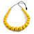 Chunky Yellow Graduated Wood Bead Black Cord Necklace - 84cm Max/ Adjustable - view 4