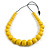 Chunky Yellow Graduated Wood Bead Black Cord Necklace - 84cm Max/ Adjustable - view 8