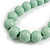 Chunky Pastel Mint Graduated Wood Bead Black Cord Necklace - 84cm Max/ Adjustable - view 5