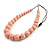 Chunky Pastel Pink Graduated Wood Bead Black Cord Necklace - 84cm Max/ Adjustable - view 4