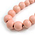 Chunky Pastel Pink Graduated Wood Bead Black Cord Necklace - 84cm Max/ Adjustable - view 5