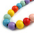 Chunky Multicoloured Graduated Wood Bead Black Cord Necklace - 84cm Max/ Adjustable - view 4
