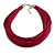 Magenta Purple Multistrand Silk Cord Necklace In Silver Tone - 50cm L/ 7cm Ext - view 7