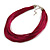Magenta Purple Multistrand Silk Cord Necklace In Silver Tone - 50cm L/ 7cm Ext - view 2