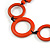 Long Geometric Orange Painted Wood Bead Black Cord Necklace - 100cm Max/ Adjustable - view 7