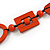 Long Geometric Orange Painted Wood Bead Black Cord Necklace - 100cm Max/ Adjustable - view 6