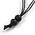 Long Geometric Orange Painted Wood Bead Black Cord Necklace - 100cm Max/ Adjustable - view 5