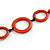 Long Geometric Orange Painted Wood Bead Black Cord Necklace - 100cm Max/ Adjustable - view 3