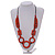 Long Geometric Orange Painted Wood Bead Black Cord Necklace - 100cm Max/ Adjustable - view 2