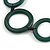 Long Geometric Dark Green Painted Wood Bead Black Cord Necklace - 100cm Max/ Adjustable - view 5