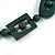 Long Geometric Dark Green Painted Wood Bead Black Cord Necklace - 100cm Max/ Adjustable - view 7