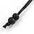 Long Geometric Dark Green Painted Wood Bead Black Cord Necklace - 100cm Max/ Adjustable - view 6