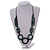 Long Geometric Dark Green Painted Wood Bead Black Cord Necklace - 100cm Max/ Adjustable - view 3