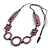 Long Geometric Lilac Purple Painted Wood Bead Black Cord Necklace - 100cm Max/ Adjustable - view 2