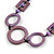 Long Geometric Lilac Purple Painted Wood Bead Black Cord Necklace - 100cm Max/ Adjustable - view 4