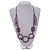 Long Geometric Lilac Purple Painted Wood Bead Black Cord Necklace - 100cm Max/ Adjustable - view 3