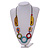 Long Geometric Multicoloured Painted Wood Bead Black Cord Necklace -100cm Max/ Adjustable - view 3
