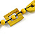 Long Geometric Yellow Painted Wood Bead Black Cord Necklace - 100cm Max/ Adjustable - view 6