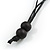 Long Geometric Yellow Painted Wood Bead Black Cord Necklace - 100cm Max/ Adjustable - view 5
