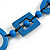 Long Geometric Blue Painted Wood Bead Black Cord Necklace - 100cm Max/ Adjustable - view 5