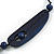Long Geometric Dark Blue Painted Wood Bead Black Cord Necklace - 100cm Max/ Adjustable - view 7