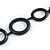 Long Geometric Dark Blue Painted Wood Bead Black Cord Necklace - 100cm Max/ Adjustable - view 8