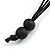 Long Geometric Dark Blue Painted Wood Bead Black Cord Necklace - 100cm Max/ Adjustable - view 6