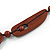 Long Geometric Brown Painted Wood Bead Black Cord Necklace - 90cm Max/ Adjustable - view 8