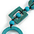 Long Geometric Turquoise Painted Wood Bead Black Cord Necklace - 100cm Max/ Adjustable - view 5