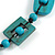 Long Geometric Turquoise Painted Wood Bead Black Cord Necklace - 100cm Max/ Adjustable - view 6