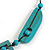 Long Geometric Turquoise Painted Wood Bead Black Cord Necklace - 100cm Max/ Adjustable - view 7