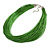 Green Multistrand Silk Cord Necklace In Silver Tone - 50cm L/ 7cm Ext - view 2